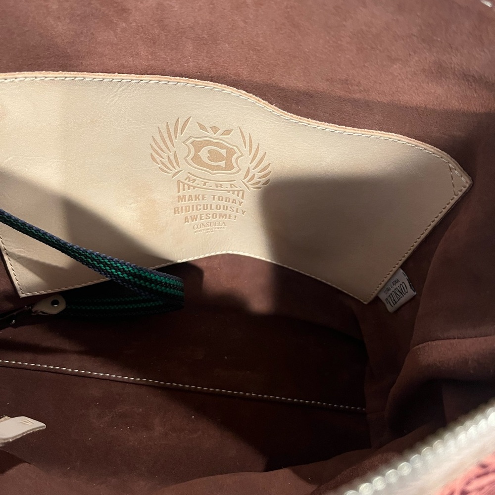 Consuela Brown Tooled Leather Sally Hobo Crossbody with leather & woven straps - Picture 11 of 14